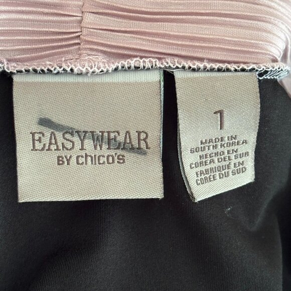 CHICO'S Easywear Accordion Pleated Bubble Hem Open Front Jacket  Mauve Pink SZ M - Picture 7 of 10